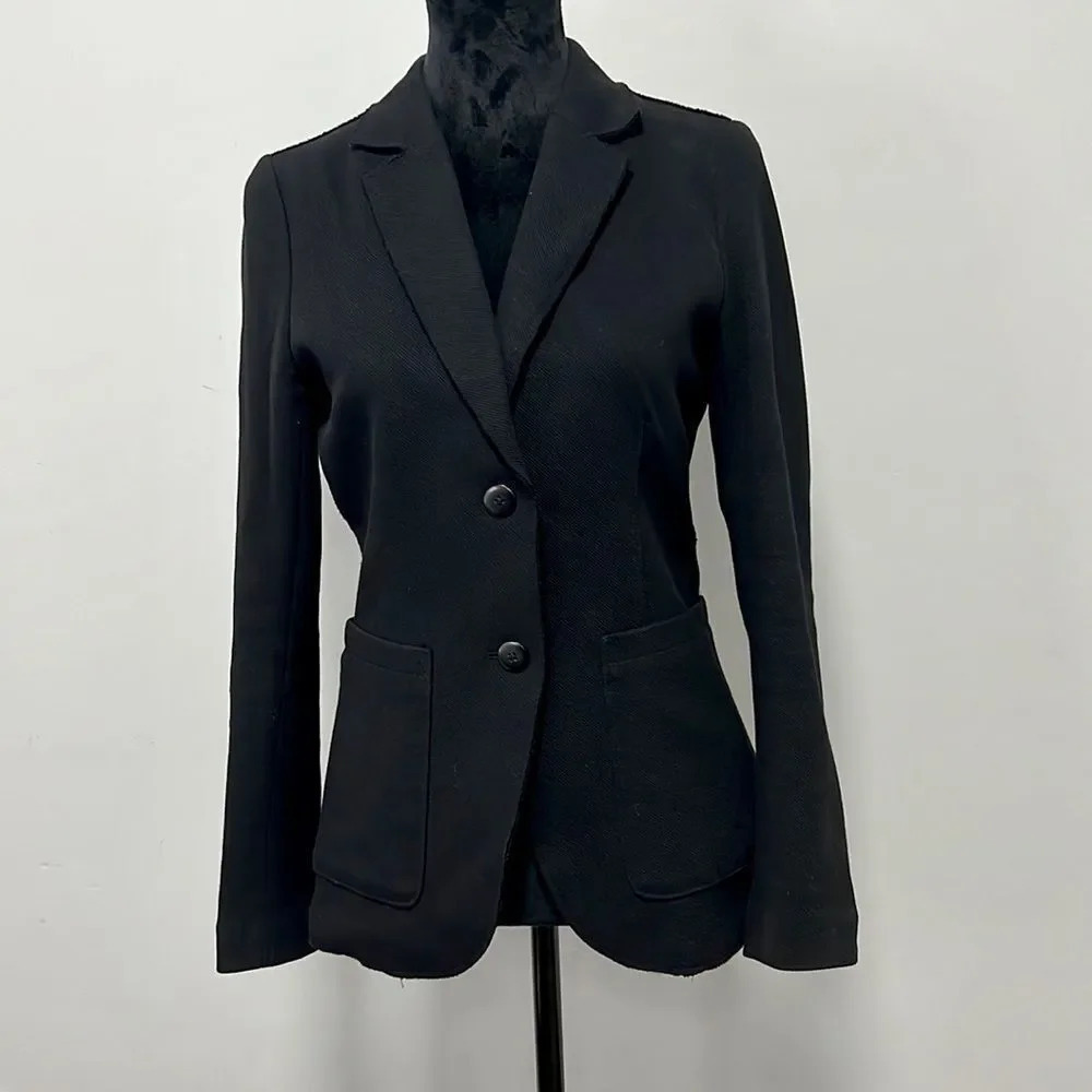 H&M Black Two Button Two Rectangular Pocket Tailored Long Sleeve Blazer Size 8